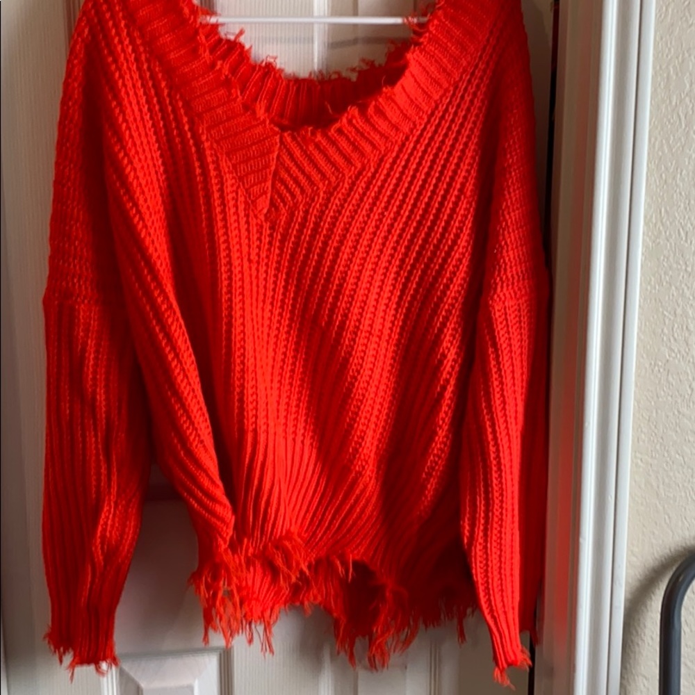 Neon orange crop sweater